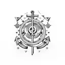 anchor with compass, ace of spades, king of hearts tattoo design idea