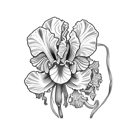 iris ufo alien flower tattoo design idea