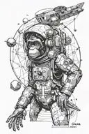 Evolution to chimpanzee to astronaut. Colonizing planets, psycho-history and the first radiant on asimov's foundation.  tattoo design idea