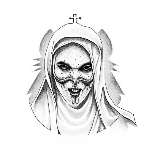 A demonic nun tattoo design idea