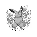 eevee pokemon with leaves tattoo design idea