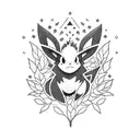 eevee pokemon with leaves tattoo design idea