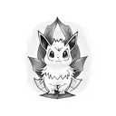 eevee pokemon with leaves tattoo design idea