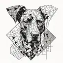 Abstract geometric design incorporating the silhouette of a Vizsla dog tattoo design idea
