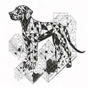 Abstract geometric design incorporating the silhouette of a Vizsla dog tattoo design idea