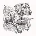 Minimalist line art of a Vizsla dog in a unique pose tattoo design idea