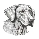 Minimalist line art of a Vizsla dog in a unique pose tattoo design idea