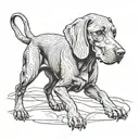 Minimalist line art of a Vizsla dog in a unique pose tattoo design idea
