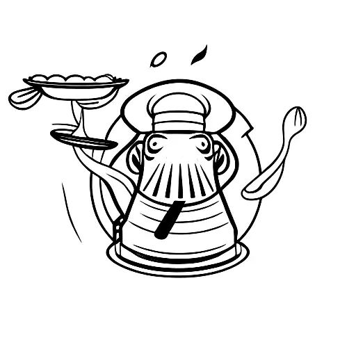 An alien chef cooking on a UFO tattoo design idea