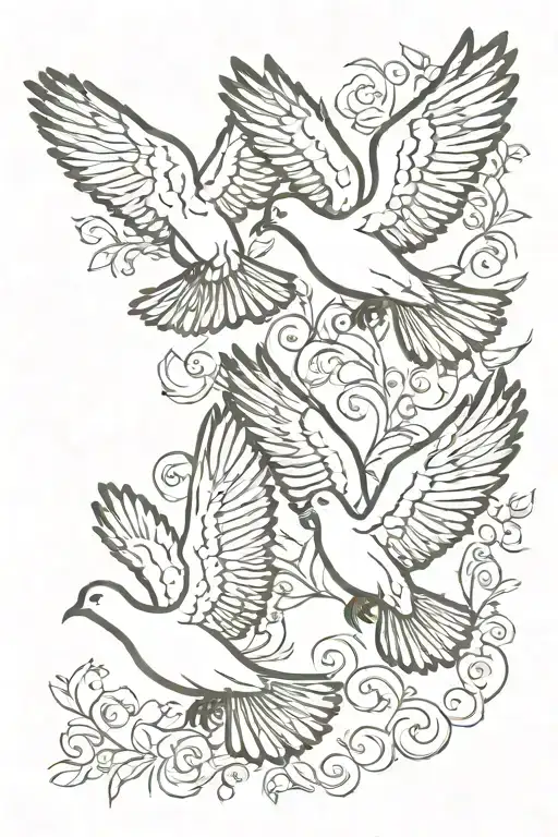 3 doves flying tattoo design idea