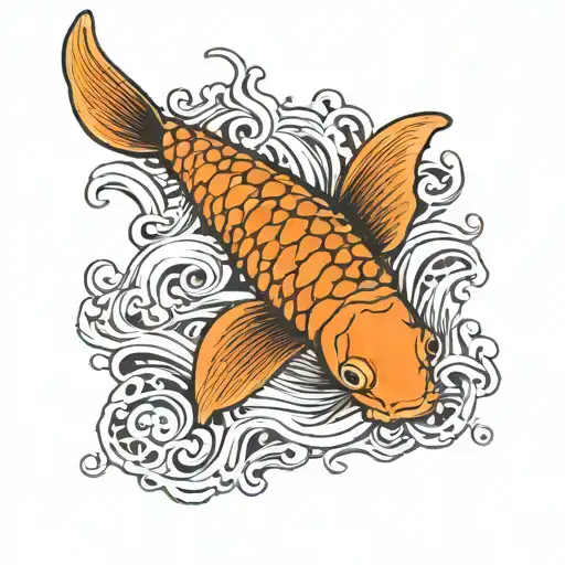 NeoTraditional "Orange Butterfly Koi Fish Swimming..." Tattoo Idea