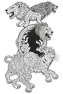 lions, pirates and aztecs tattoo design idea