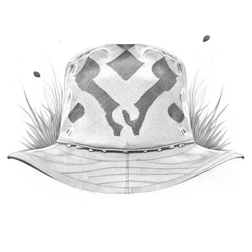 arthur morgan's hat laying in a grassy land tattoo design idea