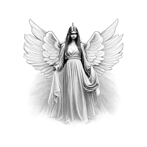 A portrait of a guardian angel guiding a driver through the journey of drug recovery tattoo design idea