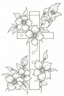 cross with flowers simple tattoo design idea