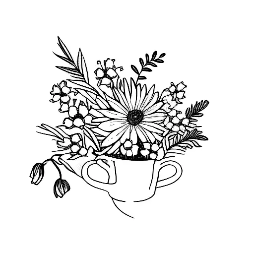 birth flower of April,June,July, august, October, December- minimalist bouquet  tattoo design idea
