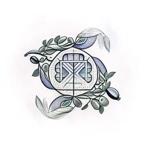 symmetrical olive branch tattoo design idea