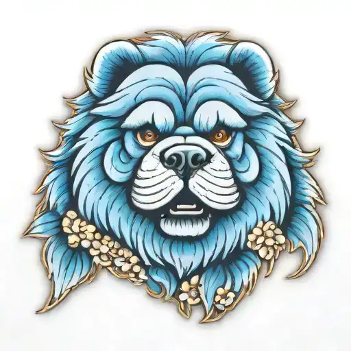 blue chow chow eyepatch  tattoo design idea