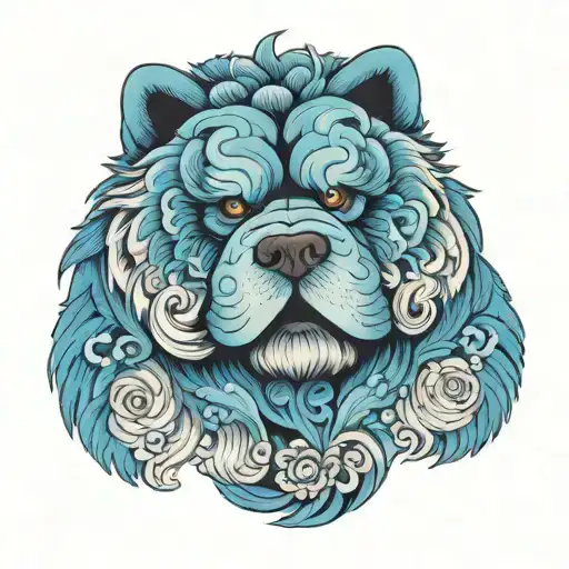 blue chow chow eyepatch  tattoo design idea