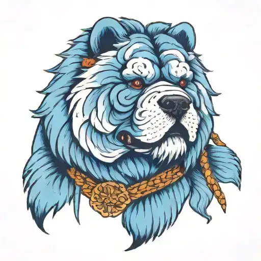 blue chow chow eyepatch  tattoo design idea