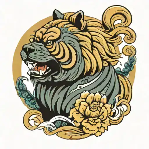 samurai chow chow tattoo design idea