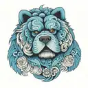blue chow chow eyepatch  tattoo design idea