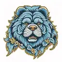 blue chow chow eyepatch  tattoo design idea
