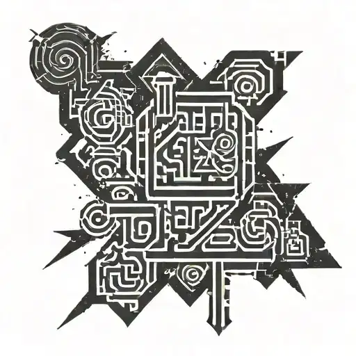 grunge hieroglyph tattoo design idea