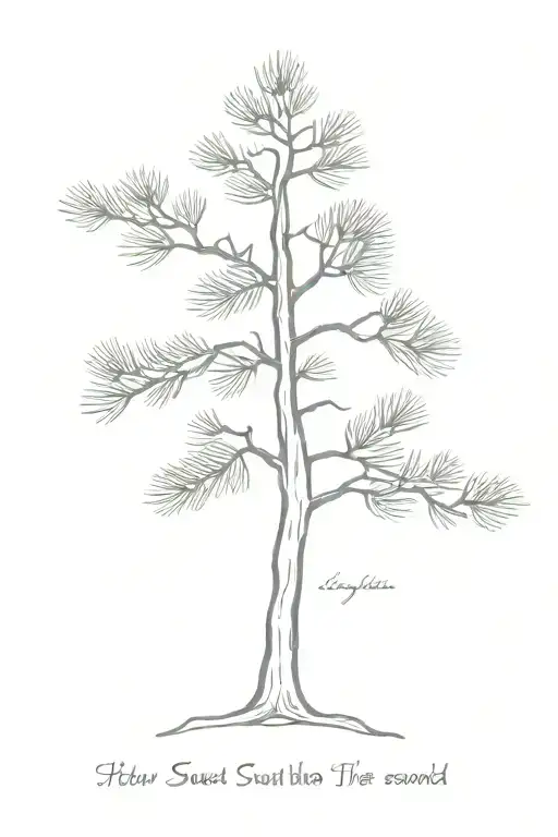 pine tree with quote "how sweet the sound" incorporated somehow tattoo design idea