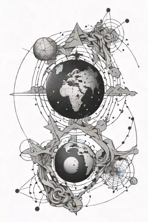 Atlas with stone made of constellations forming the shape tattoo design idea