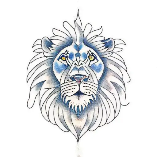 Lion with blue eyes tattoo design idea