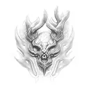 diablo esqueletico con un reloj de arena en su mano izquierda y una lanza en su mano derecha pinchando un corazon tattoo design idea