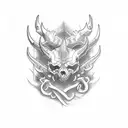 diablo esqueletico con un reloj de arena en su mano izquierda y una lanza en su mano derecha pinchando un corazon tattoo design idea