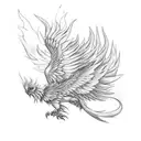 A phoenix rising from flames, symbolizing the ability to overcome injury and rise stronger than before tattoo design idea