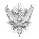 A phoenix rising from flames, symbolizing the ability to overcome injury and rise stronger than before tattoo design idea