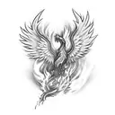 A phoenix rising from flames, symbolizing the ability to overcome injury and rise stronger than before tattoo design idea