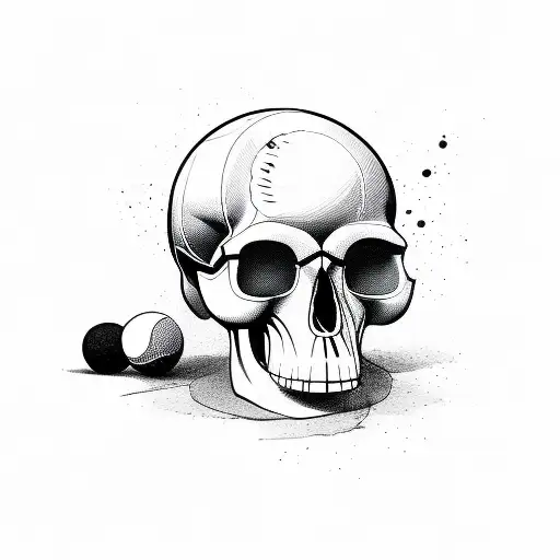racket hitting skull-tennis-ball  tattoo design idea