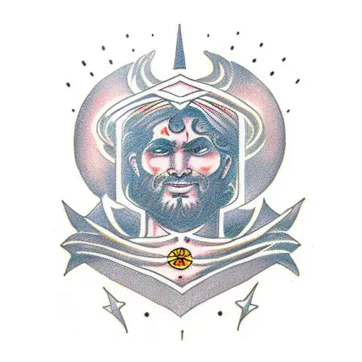 A god walking into the ring looking up with arms raised  tattoo design idea