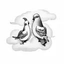 2 pigeons between clouds and Let it be written, believe in your own way tattoo design idea