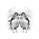 2 pigeons between clouds and Let it be written, believe in your own way tattoo design idea