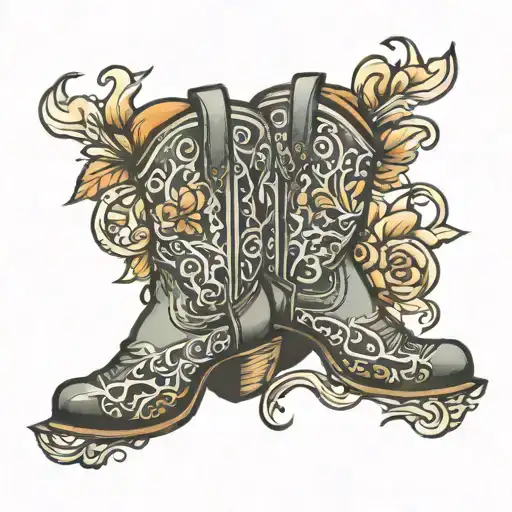 cowgirl boot tattoo design idea