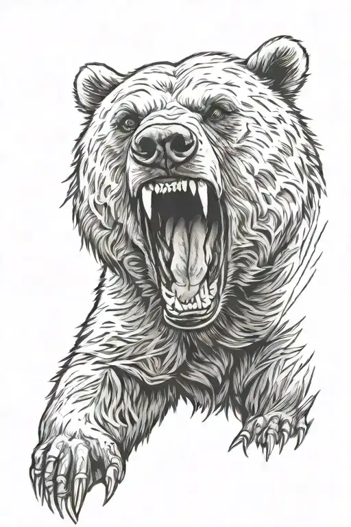 angry bear  tattoo design idea