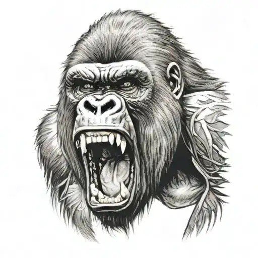 gorilla roaring fiercely tattoo design idea