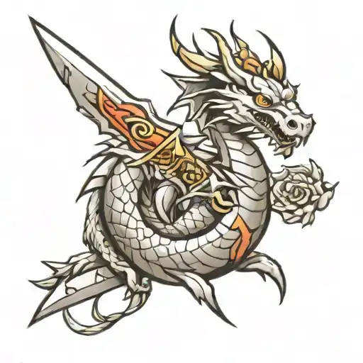 Dragon and Dagger tattoo design idea