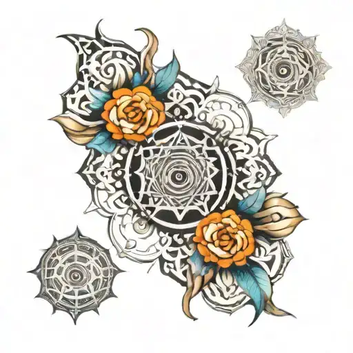 chakra symbols with AAI tattoo design idea