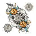 chakra symbols with AAI tattoo design idea