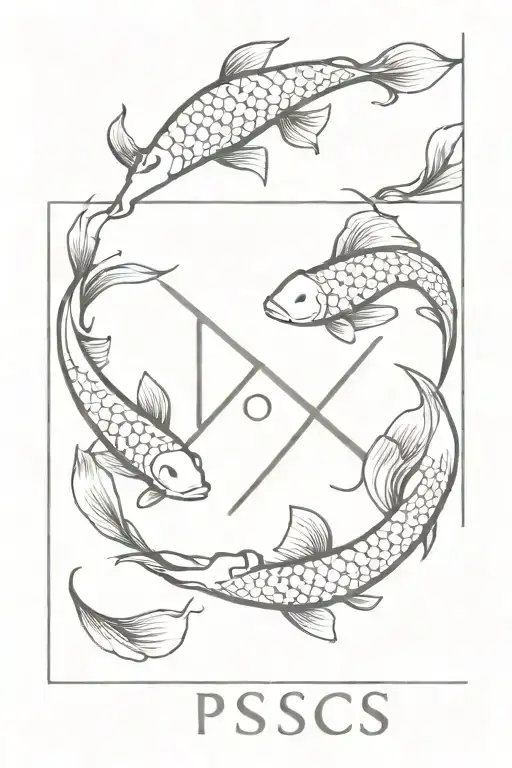 the word 'pisces' in chinese  tattoo design idea