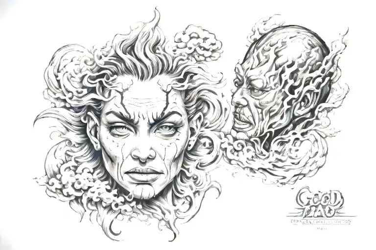 good and bad weather good face tattoo design idea