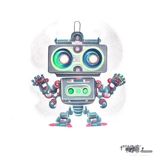 robot, super power, futuristic, slave human tattoo design idea