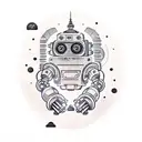 robot, super power, futuristic, slave human tattoo design idea